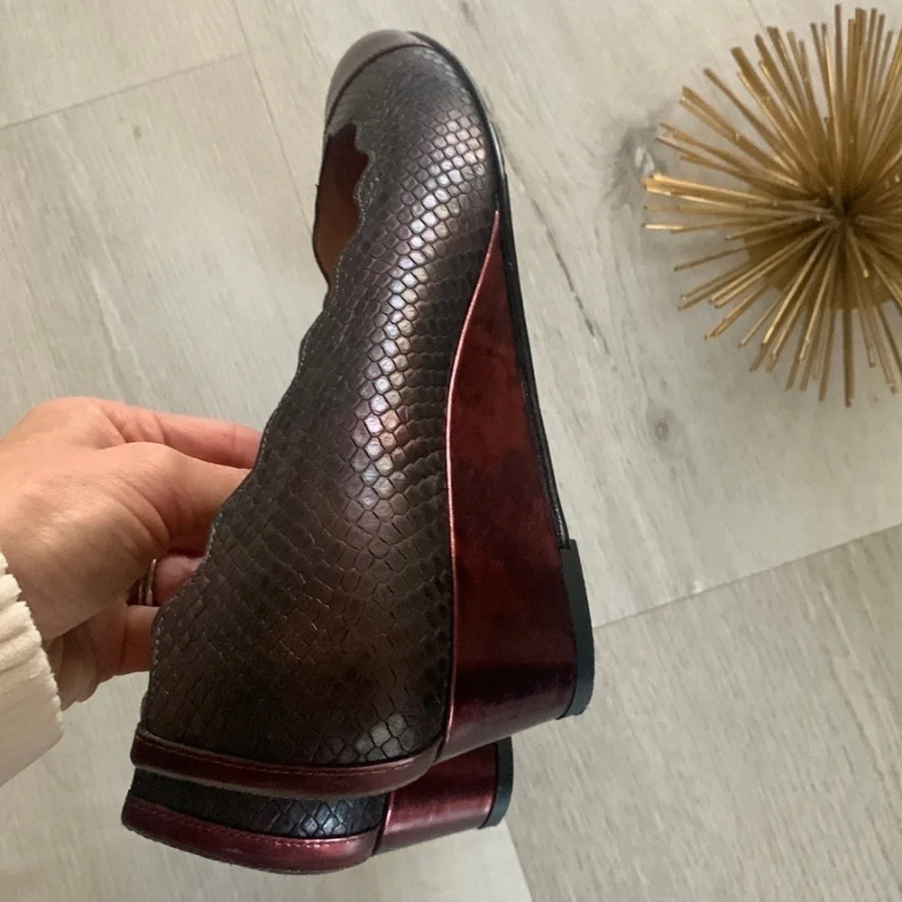 French Sole New York miles‎ FS/NY snake leather gray tip plum